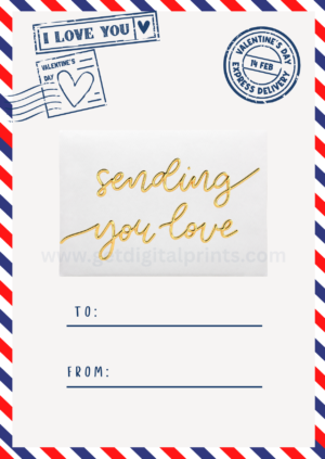 Airmail Valentine’s Day Card Printable – Sending You Love Design