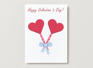 Happy Valentine’s Day Printable Card – Cute Heart Lollipop Design (5x7)