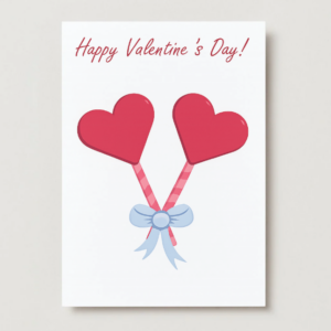 Happy Valentine’s Day Printable Card – Cute Heart Lollipop Design (5x7)