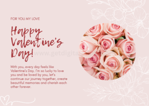 Pink Roses Valentine’s Day Card Printable – Romantic Floral Design