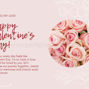 Pink Roses Valentine’s Day Card Printable – Romantic Floral Design