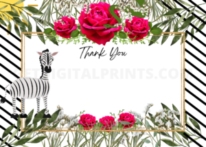 Safari Rose Thank You Card Variety Set – Whimsical Animal & Floral Event Bundle