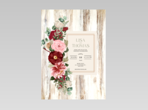 Rustic Floral Wood Wedding Invitation Printable