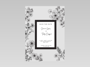 Classic Black Frame Save The Date – Timeless Monochrome Printable Ceremony & Reception Template