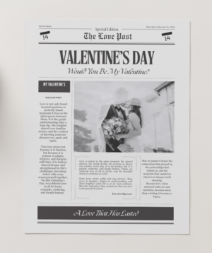 Valentine’s Day Love Post Printable Newspaper – Romantic Wedding & Valentine Keepsake