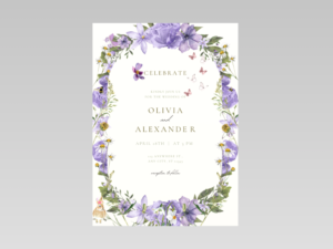 Lavender Floral Meadow Wedding Invitation Printable