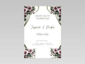 Vintage Floral Wedding Invitation – Dusty Rose & Plum Elegant Ceremony Announcement Template