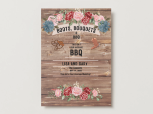 Boots Bouquets and BBQ Rustic Wedding Invitation