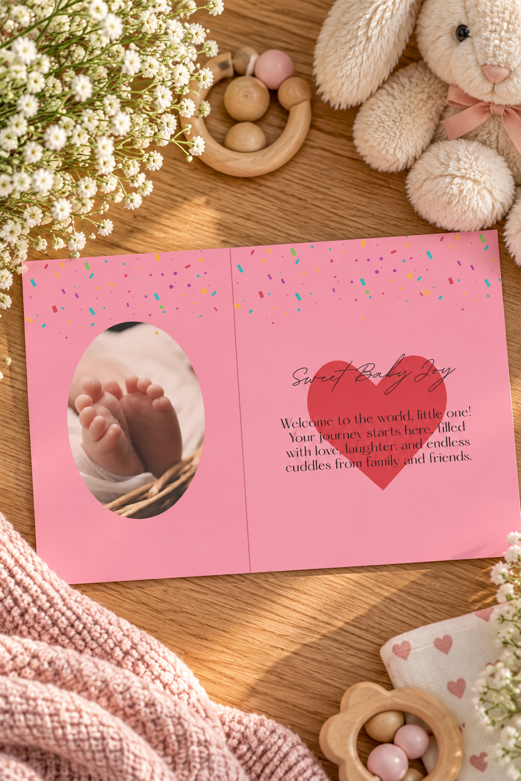 Featuring a gentle interior message and cozy color palette, this digital card is perfect for welcoming a baby boy or girl.