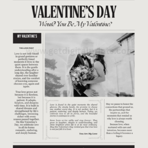 Valentine’s Day Love Post Printable Newspaper – Romantic Wedding & Valentine Keepsake