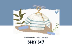 Welcome Baby Boy Card – Soft Blue Newborn Digital Greeting, Printable Baby Boy Card