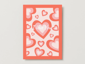 I Love You Valentine’s Day Card Printable – Pink Heart Pattern 5x7