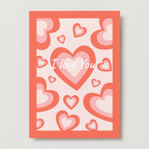 I Love You Valentine’s Day Card Printable – Pink Heart Pattern 5x7