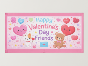 Kids Valentine Backdrop Printable Bundle – Happy Valentine’s Day Friends Party Banner