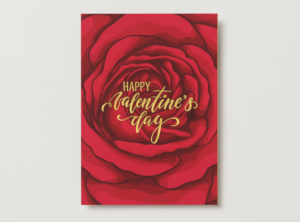 Red Rose Happy Valentine’s Day Printable Card 5×7 – Elegant Floral Digital Download