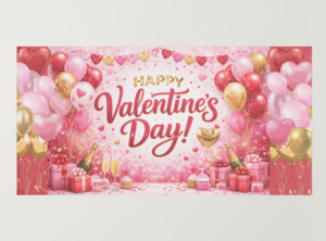 Valentine’s Day Party Backdrop Printable Banner – Large Event Photo Background