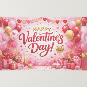 Valentine’s Day Party Backdrop Printable Banner – Large Event Photo Background