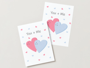 You + Me Heart Printable Card 5×7 – Cute Love Digital Download