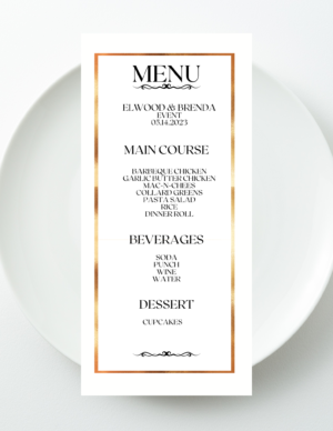 Copper Luxe Event Menu Template