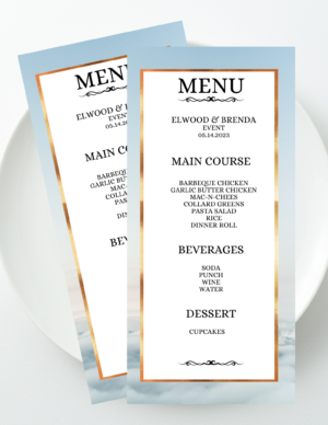Cloud Nine Gold Event Menu Template