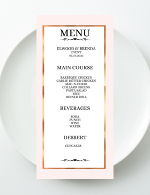 Copper Kiss Event Menu Template