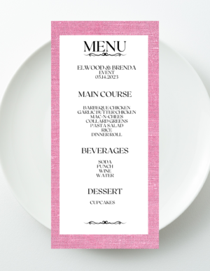 Rose Linen Event Menu Template