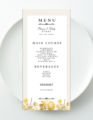 Golden Bloom Event Menu Template