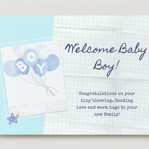 Welcome Baby Boy Printable Card | Newborn Congratulations Digital Card