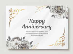 Happy Anniversary Elegant Floral Frame Card