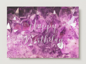 Happy Birthday Amethyst Crystal Card