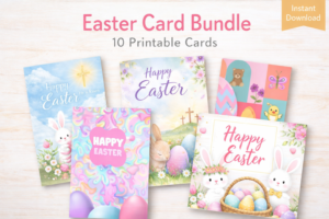 Easter Card Bundle – 10 Printable Easter Cards (Cute, Spring & Christian Designs)