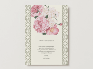 Spring Rose Poem Mother’s Day Card – Vintage Floral Message Printable