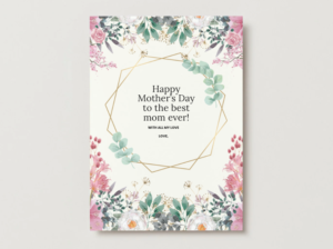 Modern Eucalyptus Wreath Mother’s Day Card – Geometric Minimal Printable