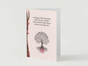 Romantic Tree Love Card – “Loving You Feels Like Peace” Printable Card