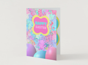 Colorful Easter Card – Modern Happy Easter Printable with Pastel Abstract Design Card