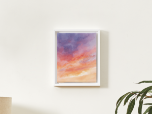 Watercolor Sunset Sky Wall Art – Abstract Purple and Orange Cloud Printable Wall Art