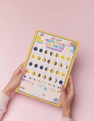 28 Day Moon Phase Calendar for Kids – Cute Lunar Tracker Printable (Colorful Educational Poster PDF)