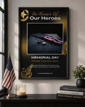Memorial Day Poster Printable | Patriotic Military Remembrance Wall Art | Honor Our Heroes Decor