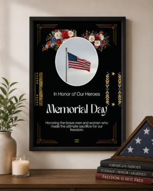 Memorial Day Patriotic Poster Printable | Honor Our Heroes Wall Art | American Flag Memorial Decor