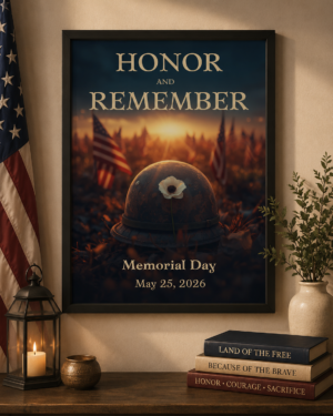 Honor and Remember Memorial Day Poster Printable | Patriotic Military Tribute Wall Art | Memorial Day Decor