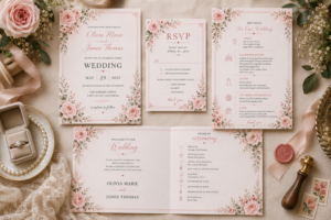Blush and Bloom Elegant Watercolor floral Wedding Bundle Collection
