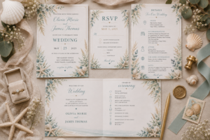 Coastal Breeze Botanical Watercolor Wedding Bundle Collection