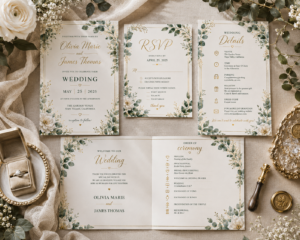 Elegant Botanical Watercolor Wedding Bundle Collection