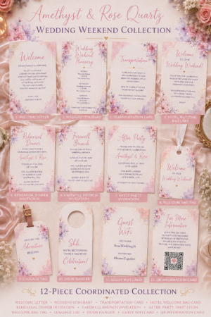 Amethyst & Rose Quartz Wedding Weekend Collection