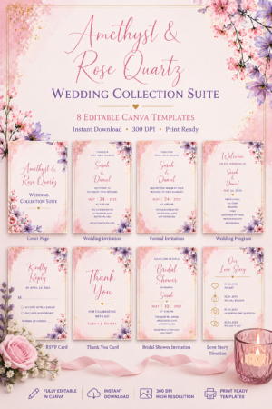 Amethyst & Rose Quartz Wedding Collection Suite