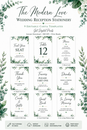 The Modern Love Wedding Reception Stationery