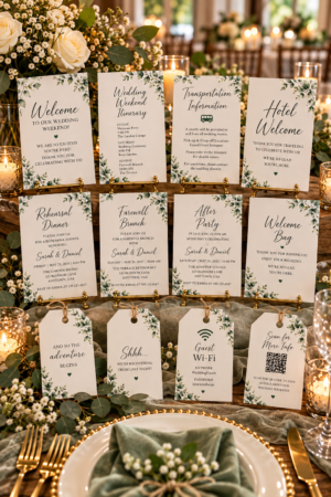 Plan every part of your celebration with The Modern Love Wedding Weekend Collection, a coordinated 12 piece collection featuring soft watercolor greenery and timeless typography.