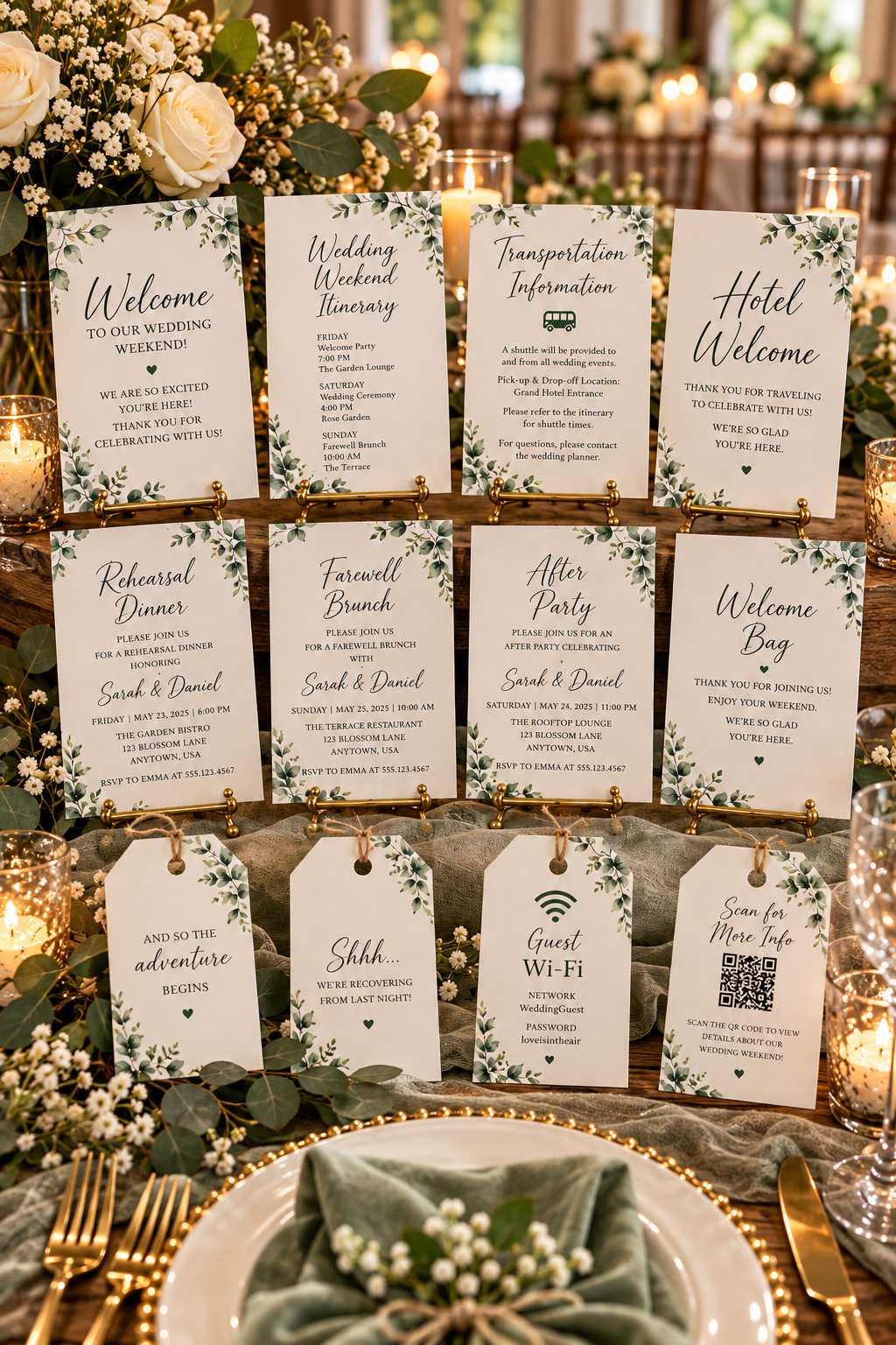 Plan every part of your celebration with The Modern Love Wedding Weekend Collection, a coordinated 12 piece collection featuring soft watercolor greenery and timeless typography.