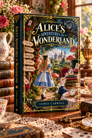 Alices Adventure in Wonderland by Lewis Carroll, elegant illustrated book cover for the Get Digital Prints Classics Collection.