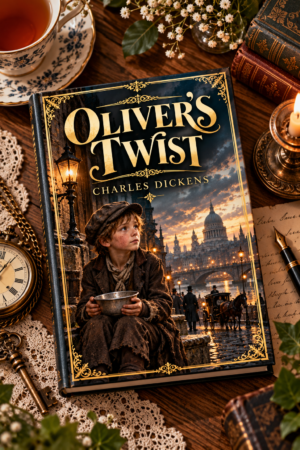 Olivers Twist by Charles Dickens, elegant illustrated book cover for the Get Digital Prints Classics Collection.